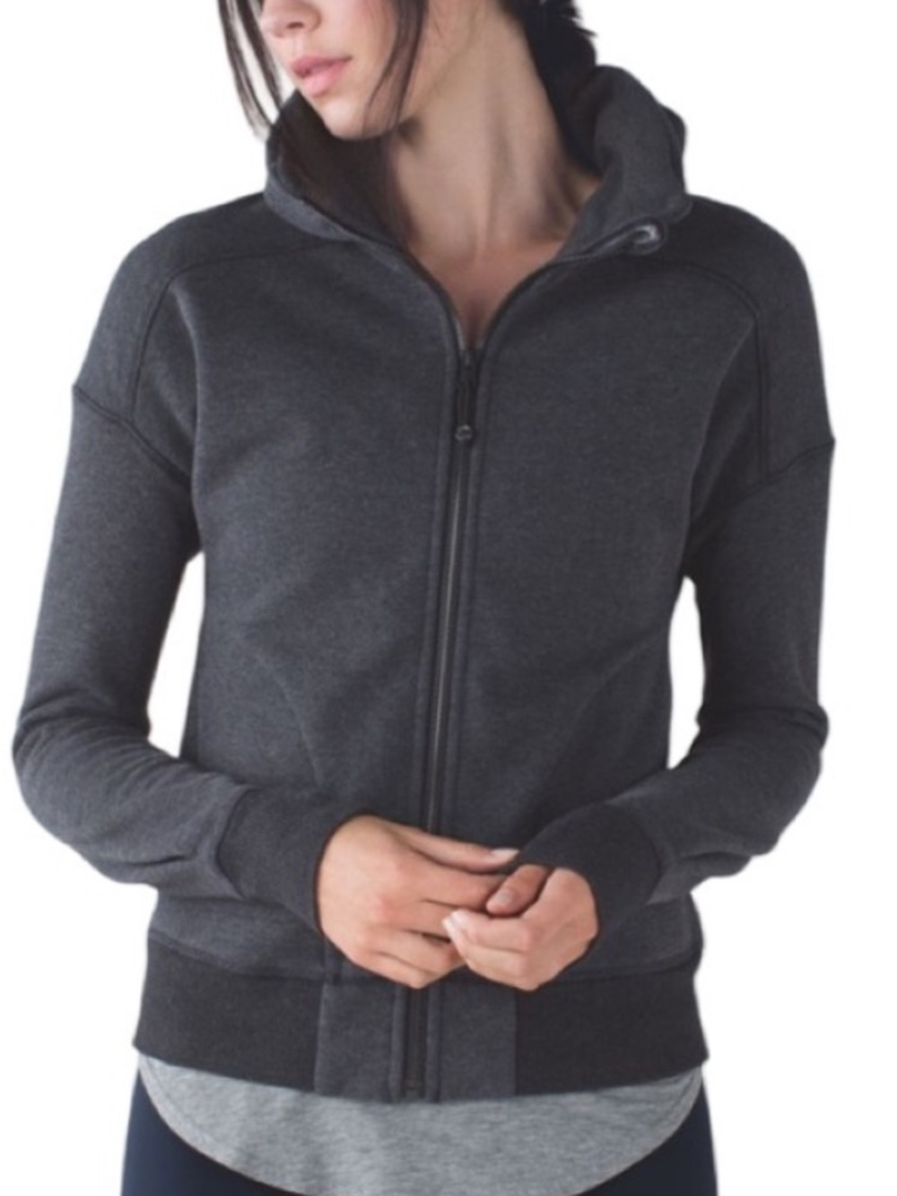 Lululemon Hug It Out Jacket Charcoal Grey Size 4 High Collar Fleece